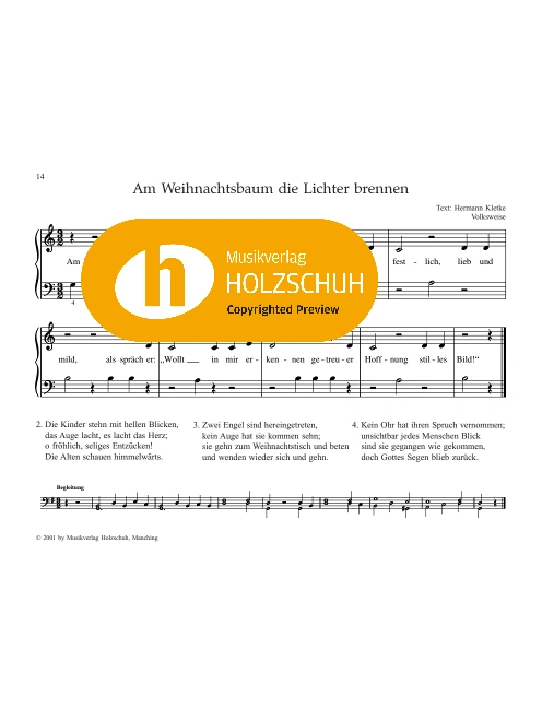 Am Weihnachtsbaum die Lichter brennen